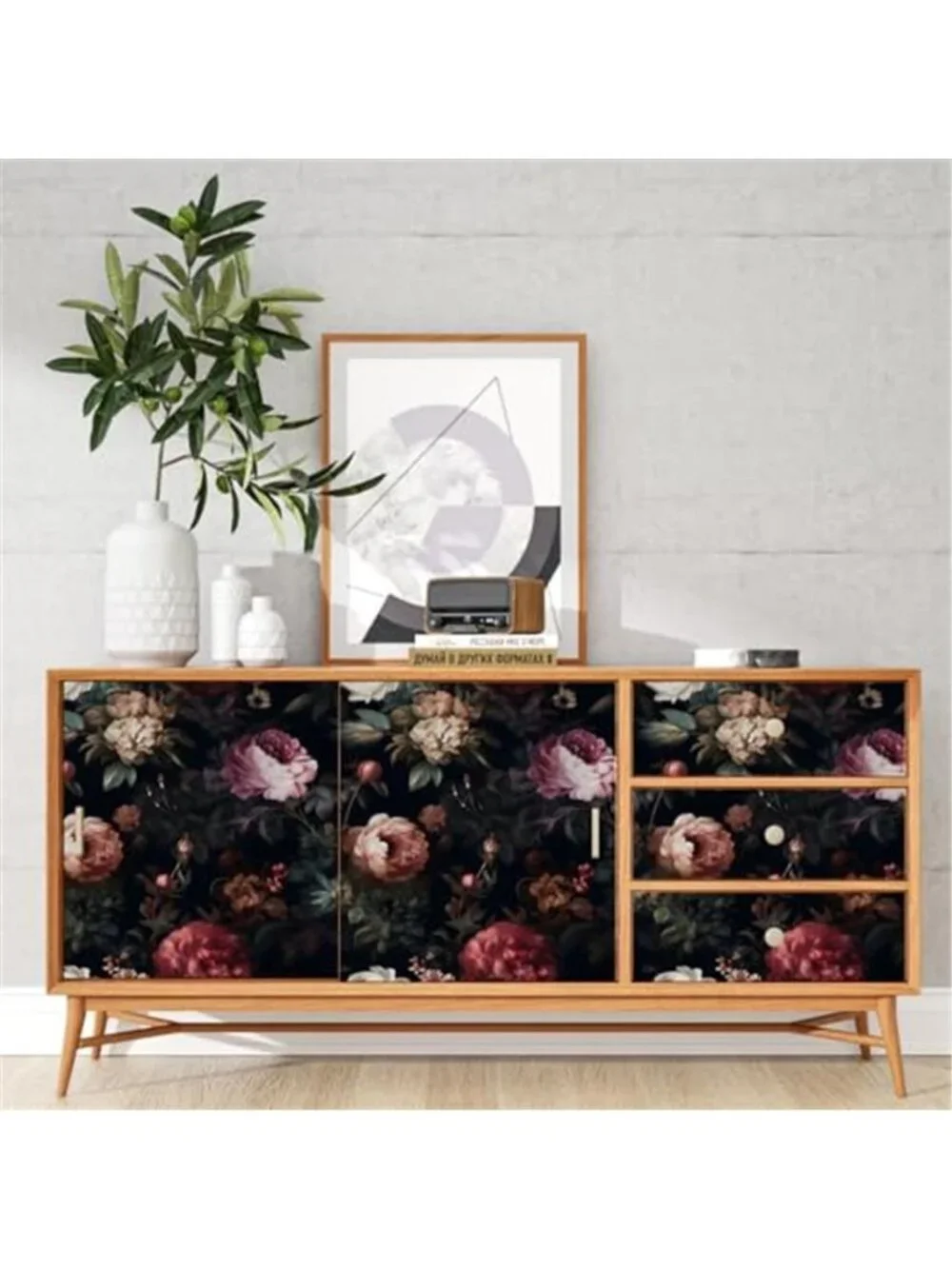 Dark Floral Peel Stick Wallpaper Vintage Removable Vinyl Contact Paper Decor